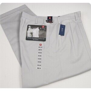 NWT Chaps Chino Pants Men 42 X 32 Double Pleated Wrinkle & Stain Resistant Beige